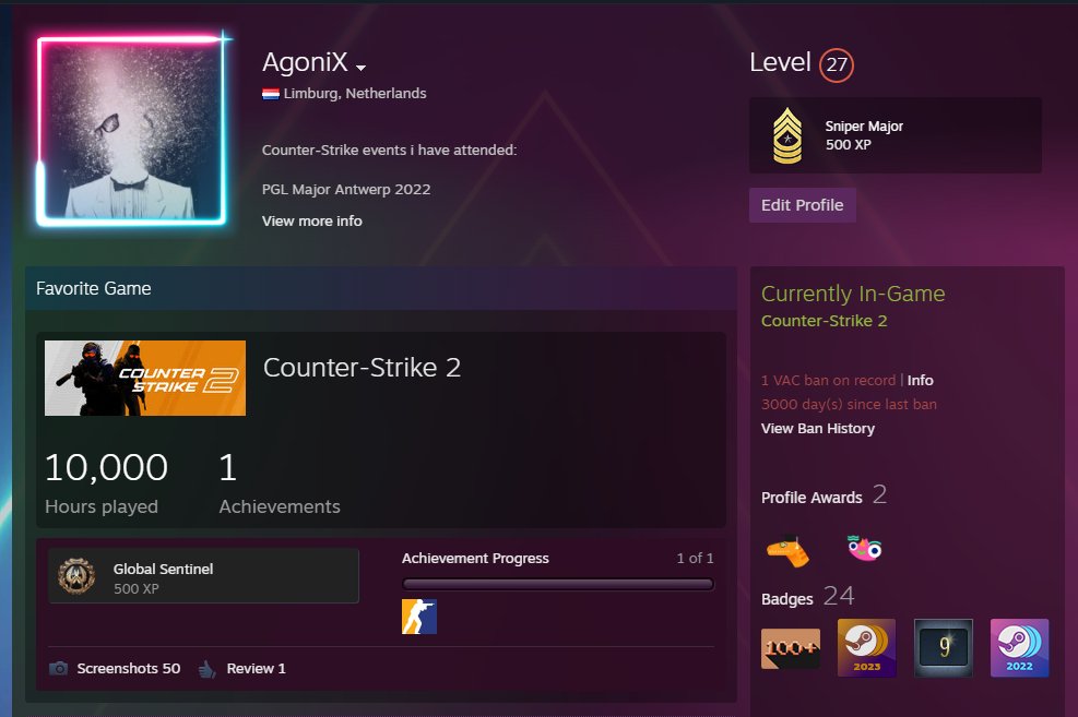 "Just hit 10,000 hours in #CS2! 🎮 Thank you for all the amazing memories, the highs and lows, and every unforgettable moment along the way. Tomorrow, I also become a 10-year veteran—couldn't ask for a better game to spend all this time in. Here's to many more amazing moments 🔥