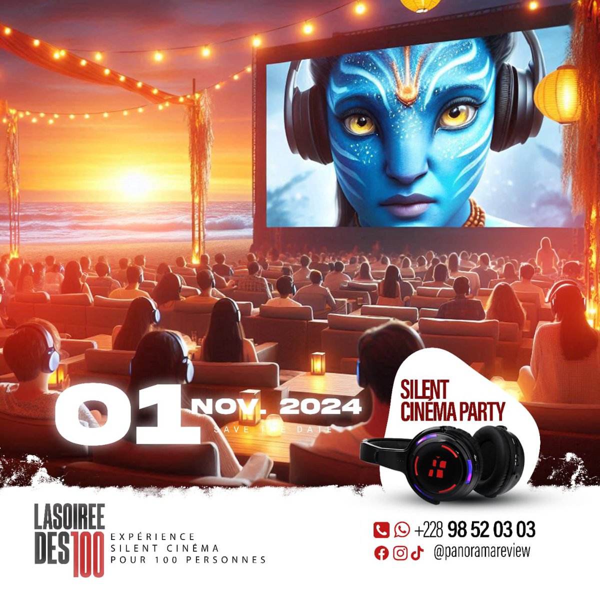 🎥 𝐋𝐀 𝐒𝐎𝐈𝐑𝐄𝐄 𝐃𝐄𝐒 𝟏𝟎𝟎  🎥

Vivez le cinéma autrement avec La Soirée Des 100. 
Ce 1er novembre 2024 à 19H, rejoignez-nous pour une expérience cinéma en plein air hors du commun.

Imaginez : un écran géant sous les étoiles, une ambiance cosy avec des casques audio