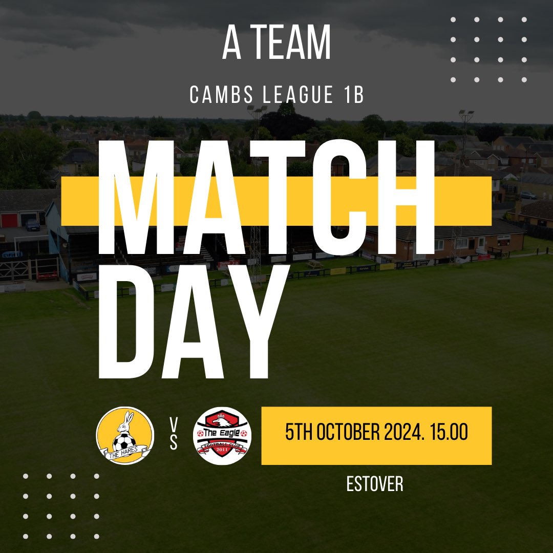 This afternoon <a href="/kieran_daplyn/">Kieran Daplyn</a> side travel to Thaxted Rangers FC while the A Team welcome The Eagle FC to Estover.
#upthehares