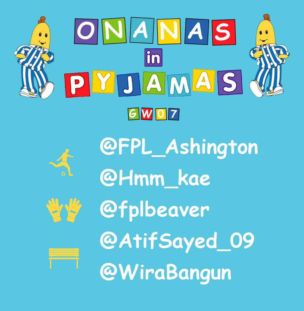 🚨Onanas in Pyjamas Gameweek 7 line up!

<a href="/OfficialSKLW/">Strikers Keepers Losers Weepers</a> Premier League vs. Cameroon Diaz

<a href="/Fpl_Ashington/">Ash</a> leads the line alongside our wildcarder <a href="/Hmm_kae/">FPL kae</a> while <a href="/FPLBeaver/">FPL Beaver</a> is looking out for a clean sheet!

The captain is rolling and hoping for the best - good luck everyone 🍀
