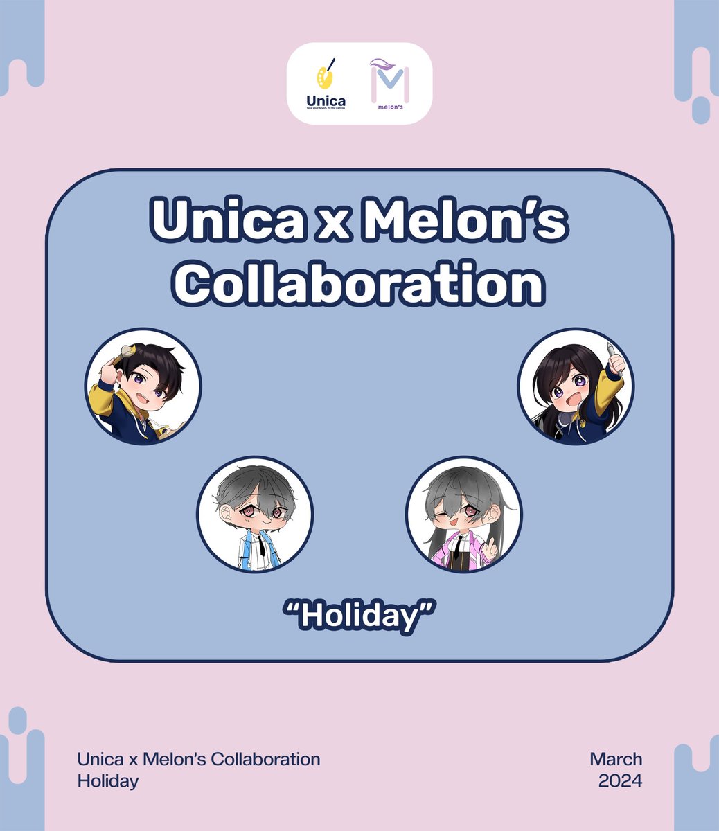 unitycanvas_co's tweet image. Unica x Melon&apos;s Collaboration
Holiday

#UnityCanvas #Unica #Melons #MelonsArtCommunity #ArtCollab #DrawingCommunity