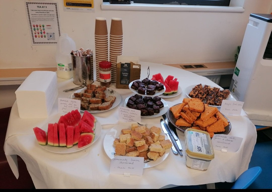 heidi_ed's tweet photo. This weeks #TeaAt3 had chocolate brownies, sultana cake, a tea loaf with honey glaze (for Jewish New Year ) , lemon shortbread, chilli ,cheese cornbread and ,of course, π
It's #MoreThanJustCake , its about #BuildingCultureThroughRitual and #CreaingSpacesToConnect @RCollEM https://t.co/saeMP3qL2u