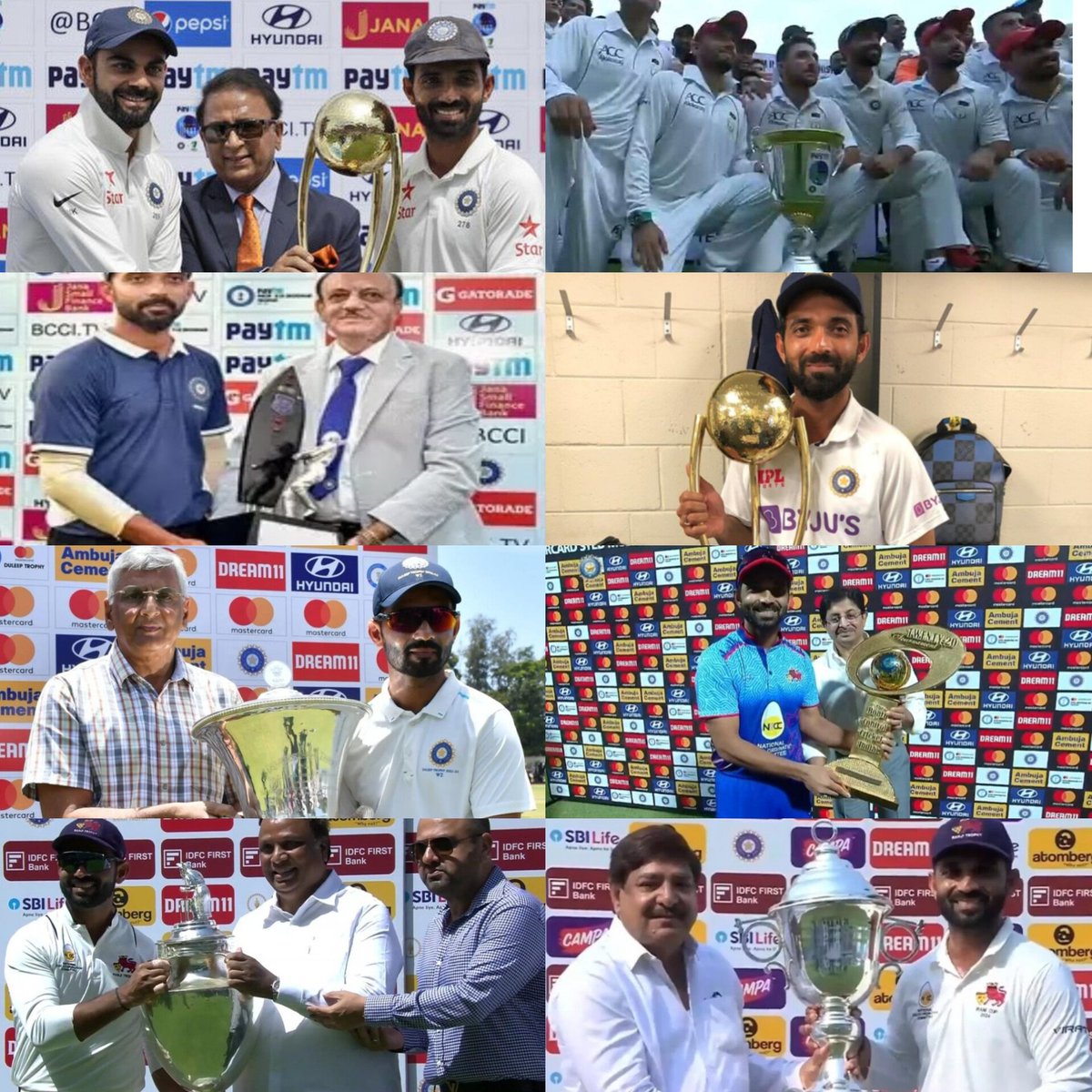 ProbabilityImp2's tweet image. @ajinkyarahane88
Collection of all trophies won by #Rahane as a captain
BGT 2017(sharing with kohli)
Ind vs Afg only test
Deodhar trophy 2018-19
BGT 2020-21
Duleep trophy 2022-23
SMAT 2022-23
Ranji Trophy 2023-24
Irani cup 2024
@MumbaiCricAssoc
#iranicup