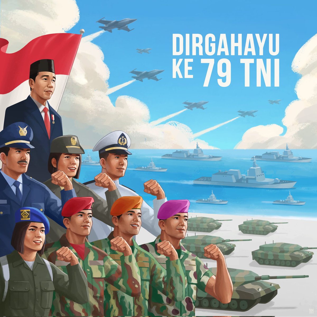 Bangga menjadi bagian dari bangsa yang memiliki TNI kuat, profesional, dan penuh dedikasi. Terima kasih TNI, karena ketangguhanmu, Indonesia tetap kokoh berdiri.

Dirgahayu ke-79 TNI