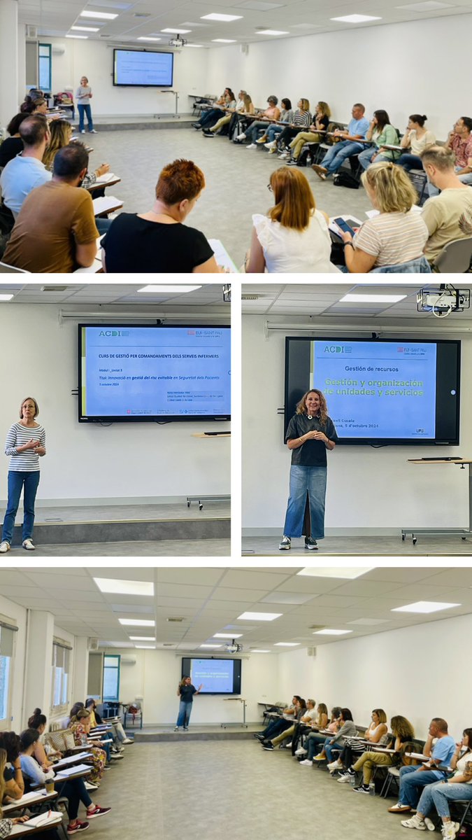 🔵Seguim el matí amb formació sobre #Innovació aplicada a la gestió del risc evitable en seguretat dels pacients amb ➡️ Nuria Hernandez  i #Gestió  i organització d’unitats i serveis amb➡️ Meritxell Cucala 🖋️XII Curs de Comandaments