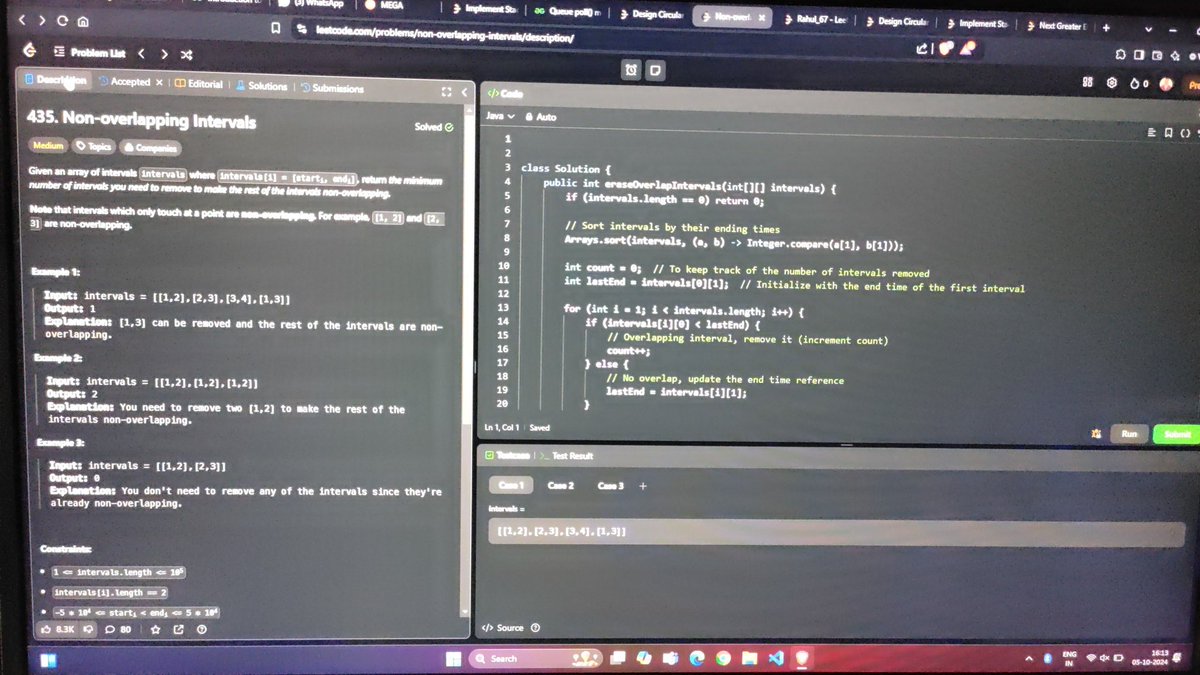 Stranger1282's tweet photo. Day - 138
365 Days of Code Challenge
Today i solved Non Overlapping Intervals with java

#code #coding #programmer #programming #coder #machine_learning #algorithms #software_engineer #community #leetcode #java #python #developers https://t.co/1YXcbOxXUj