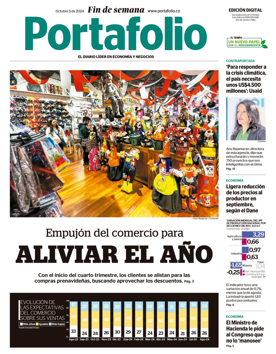 Portafolioco's tweet photo. ¡Buenos días!☀️

Así abre nuestra portada de la edición impresa del fin de semana del 05 y 06 de octubre de 2024.      

Para más información visite  
📷https://t.co/I0O4MSlrWn https://t.co/CyXiaPpwha