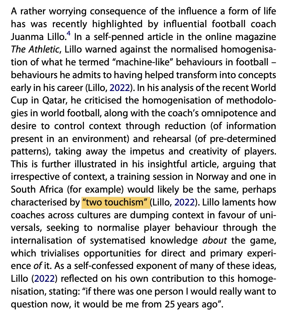 markstkhlm's tweet image. "Two touchism"-"Spela på två tillslag!!!". En typisk sociokulturell motståndskraftig tro på att detta kommer att förbättra spelare på grund av "snabba beslut"