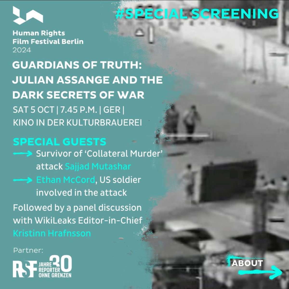 SarahHMabrouk's tweet photo. Special screening of my film ‘Julian Assange and the Dark Secrets of War’ at the Human Rights Film Festival in Berlin tonight. Followed by a panel discussion on #pressfreedom with co-panelists ⁦@khrafnsson⁩ ⁦@candundaradasi⁩ and Sajad Mutashar https://t.co/R6s0nFvTq0 https://t.co/r2tnyP5kZo
