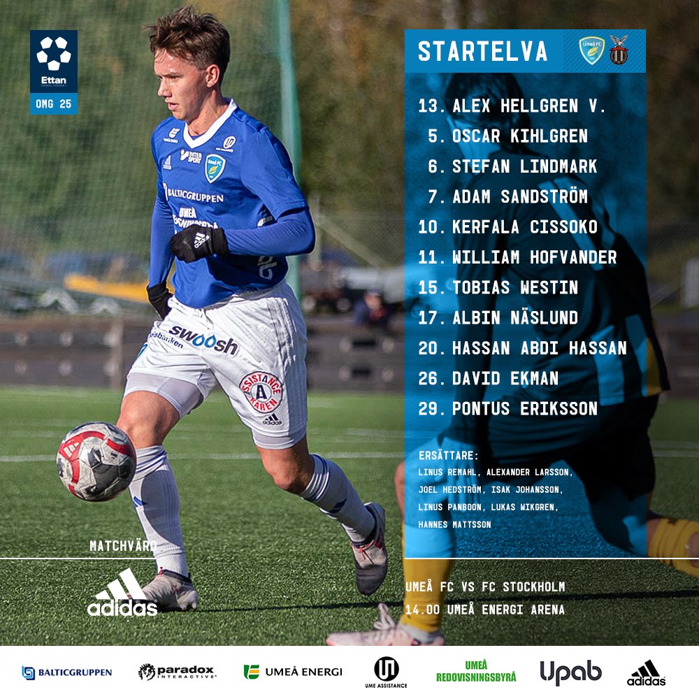 UmeaFC's tweet photo. Dagens elva! 📋

#UFCFCS #FörUmeå https://t.co/sGdOVoYMiA
