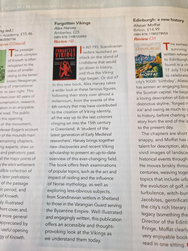 Lovely review for @AlexHarvv 's new Forgotten Vikings thru <a href="/amberleybooks/">Amberley Publishing</a> in this month's Current Archaeology! Highly recomended!