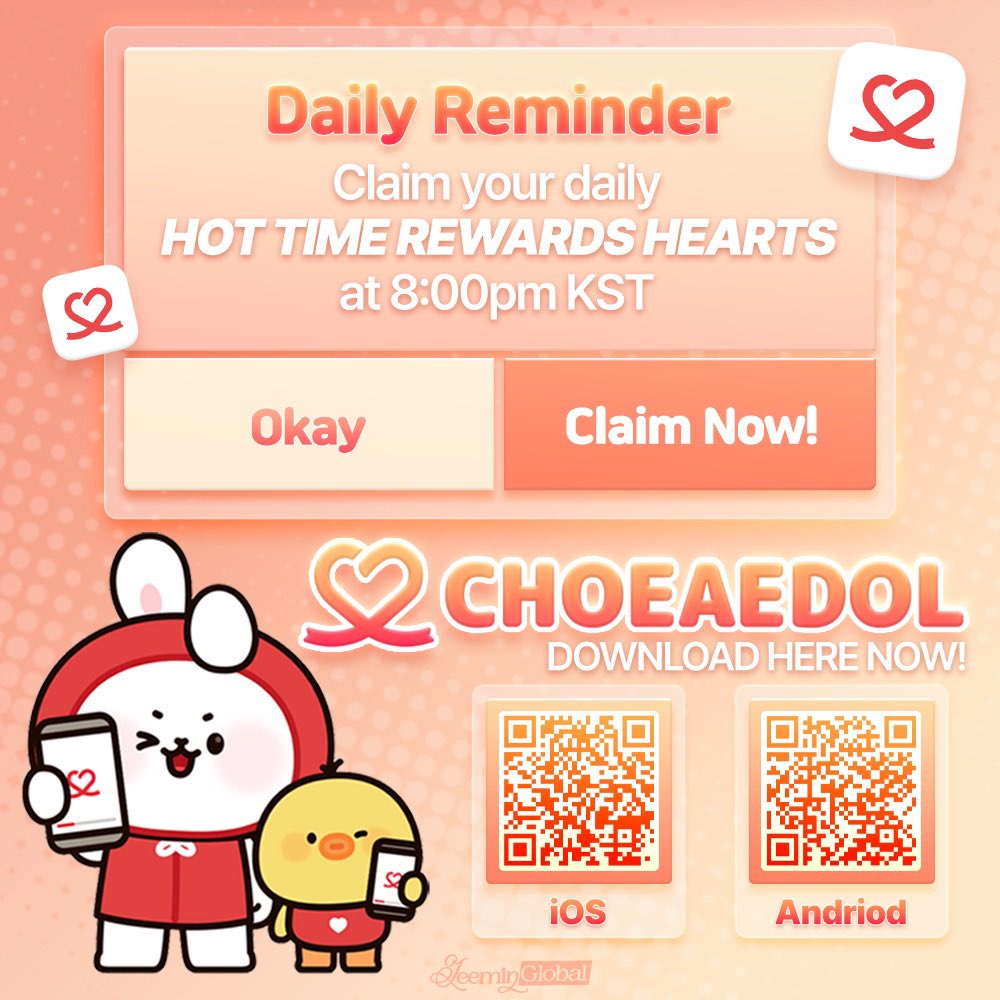 BangJeeminVT's tweet photo. [📢] CHOEAEDOL
 
It’s Hot Time on Choeaedol until 11:30PM KST! Don’t forget to collect your Daily hearts and drop them all on her ‘Girl Member’ banner 🫶
Save your Ever hearts for later!

Check the checklist below for more informations ⬇️

#BANGJEEMIN #방지민 #izna #이즈나 https://t.co/BVcYjFEvtB