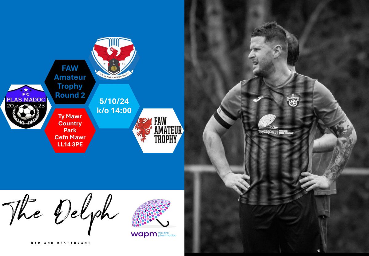 FC Plas Madoc (@fcplasmadoc) on Twitter photo Game day 5/10/24
π <a href="/LlanrhaeadrYMFC/">CPD Llanrhaeadr FC π΄σ §σ ’σ ·σ ¬σ ³σ Ώ</a>
π FAW Amateur Trophy (R2)
ποΈ Ty Mawr Country Park, Cefn Mawr
πLL14 3PE
β° 14:00
π± Updates on Cymru Football App
πΈ Craig Roberts (player sponsorship available)
Sponsored by <a href="/thedelph/">The Delph Restaurant and Bar</a> <a href="/ArePlas/">We Are Plas Madoc</a>
#groundhopping Game day 5/10/24
π <a href="/LlanrhaeadrYMFC/">CPD Llanrhaeadr FC π΄σ §σ ’σ ·σ ¬σ ³σ Ώ</a>
π FAW Amateur Trophy (R2)
ποΈ Ty Mawr Country Park, Cefn Mawr
πLL14 3PE
β° 14:00
π± Updates on Cymru Football App
πΈ Craig Roberts (player sponsorship available)
Sponsored by <a href="/thedelph/">The Delph Restaurant and Bar</a> <a href="/ArePlas/">We Are Plas Madoc</a>
#groundhopping