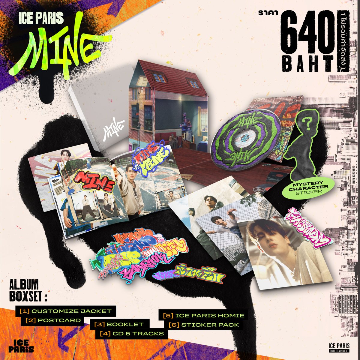 IceParis_Ent's tweet photo. ICE PARIS MINE EP BOXSET

[1] CUSTOMIZE JACKET
[2] POSTCARD
[3] BOOKLET
[4] CD 5 TRACKS
[5] ICE PARIS HOMIE
[6] STICKER PACK 20 PIECES 
(Include Mystery Character Sticker)

💰 Price 640.- (ไม่รวมค่าจัดส่ง) 

Start Pre-order : 9 Oct 2024 | 10AM https://t.co/wqU6Pouyjm