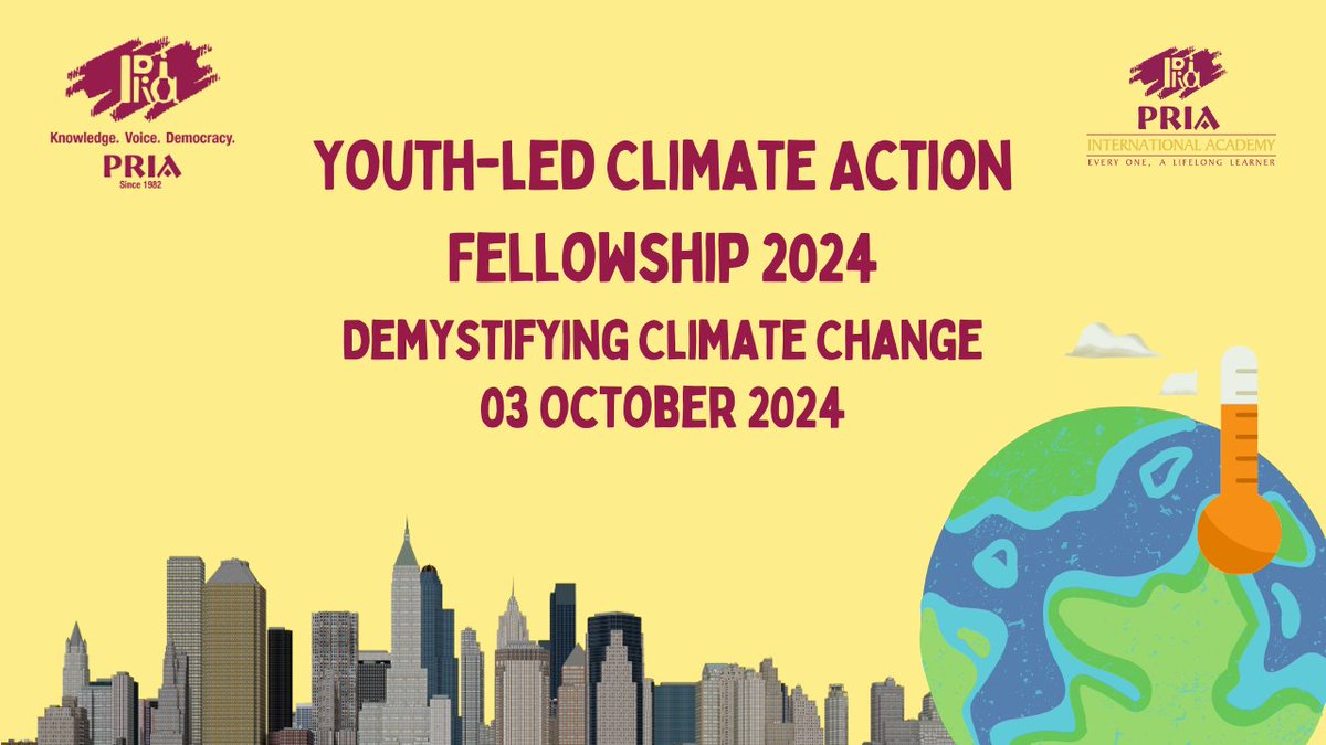 PRIA_India's tweet photo. On 3rd Oct, we held the 2nd session of the Youth-Led Climate Action Fellowship with 14 inspiring fellows! 
We kicked off with a discussion on #climate issues, followed by talks from Ms. Rashmi Gopal and Mr. Siraz Hirani on #climateimpacts #community #resilience solutions! https://t.co/WAC6XfXeXd