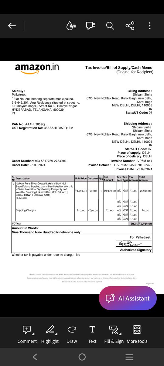 Sinha15Shibam's tweet photo. @amazonIN please stop this #Scam , as I have ordered idol priced 9999 invoice attached and received this idol... And now u r saying refund won't be processed. https://t.co/2OKHSDTPgg
