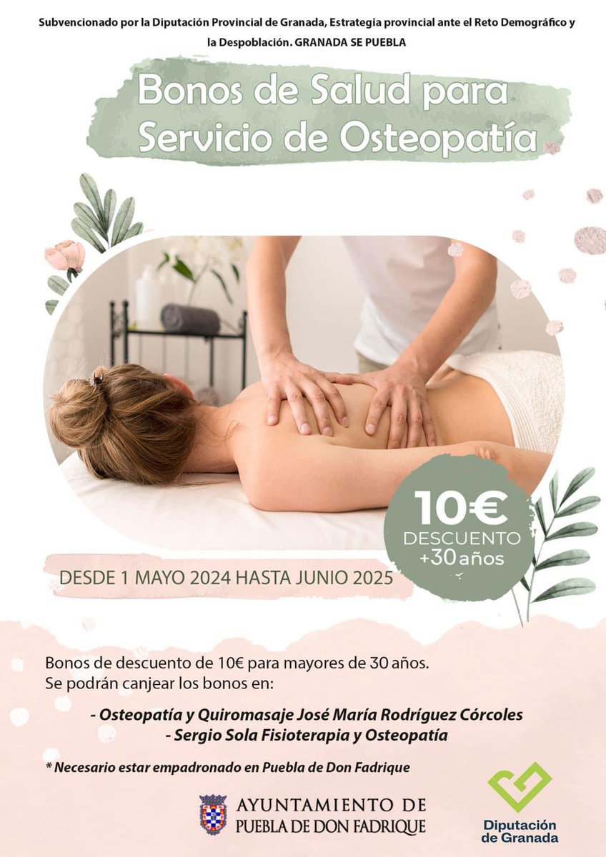 🚨Bonos descuento en osteopatia a partir de 30 años🚨

Ampliamos la edad para disfrutar de este bono descuento, facilitando así el acceso a este servicio. 💆