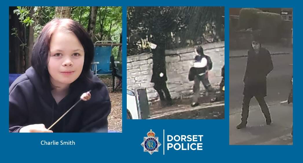 ⚠️Missing child pls RT⚠️

Police have released CCTV images of the last confirmed sighting of 13yr old Charlie Smith along with a picture of a man!

She was reported missing having last been seen at around 3pm on Thursday, October 3 in Beaufort Road in Bournemouth.

Charlie was