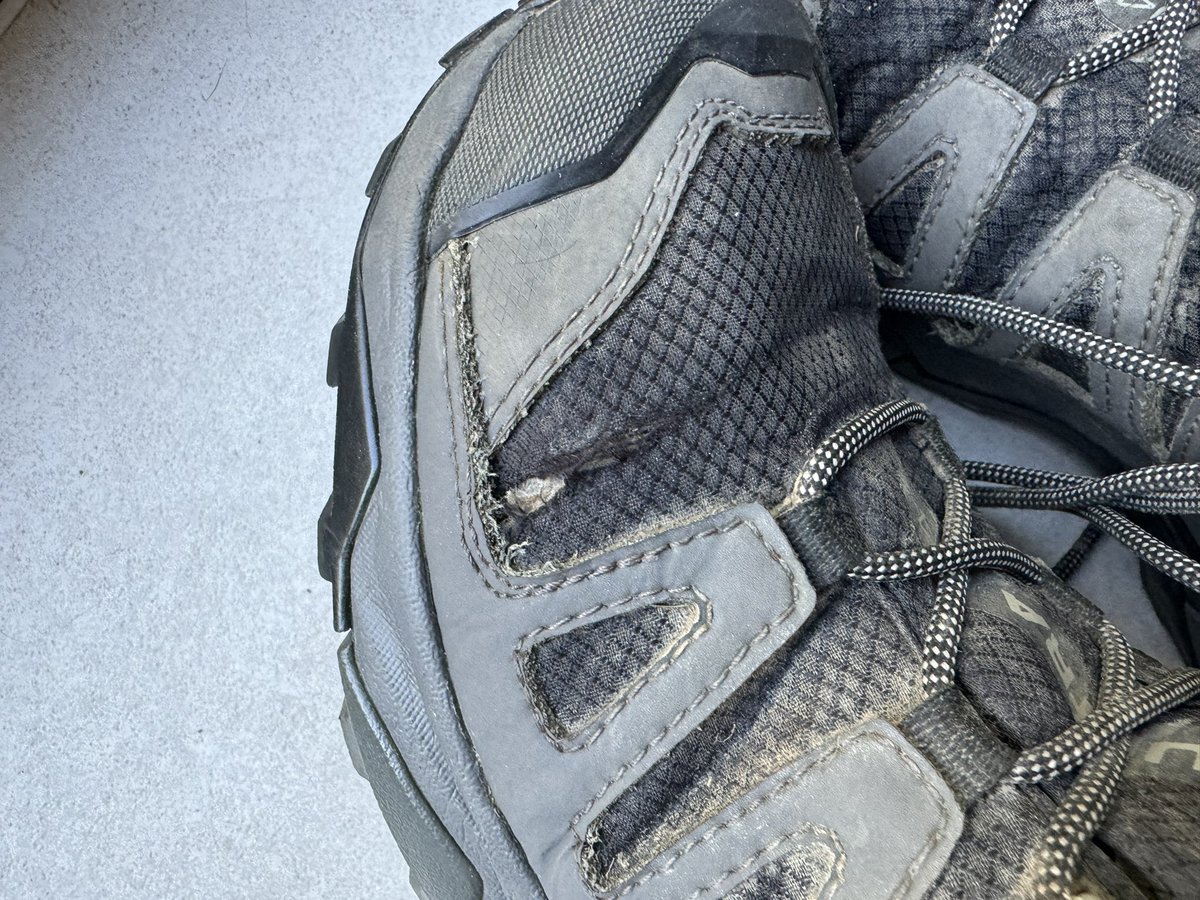 griffithsneil's tweet photo. @SalomonSports I love my hiking boots but they’ve cracked again on both sides of the boot - so they’re letting in water - can you help? https://t.co/Div1HNRr8H
