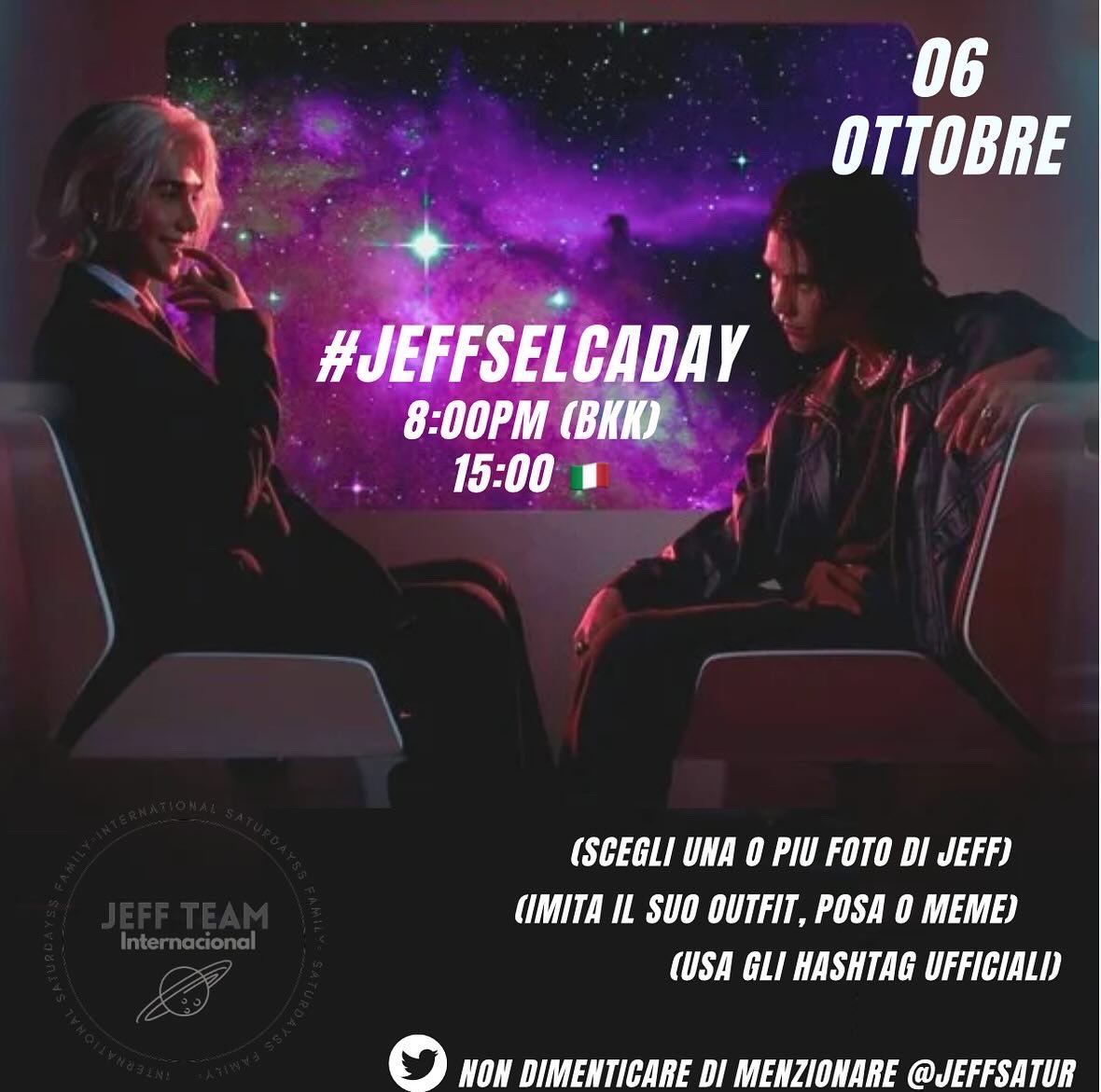 SATs_Italy's tweet photo. 🌌 Incontriamoci nello spazio!  🛰️ ☄️

…Usando l’hashtag #.JeffSelcaDay

🔜 06 Ottobre  ⬅️ https://t.co/f7ASEhhHEn