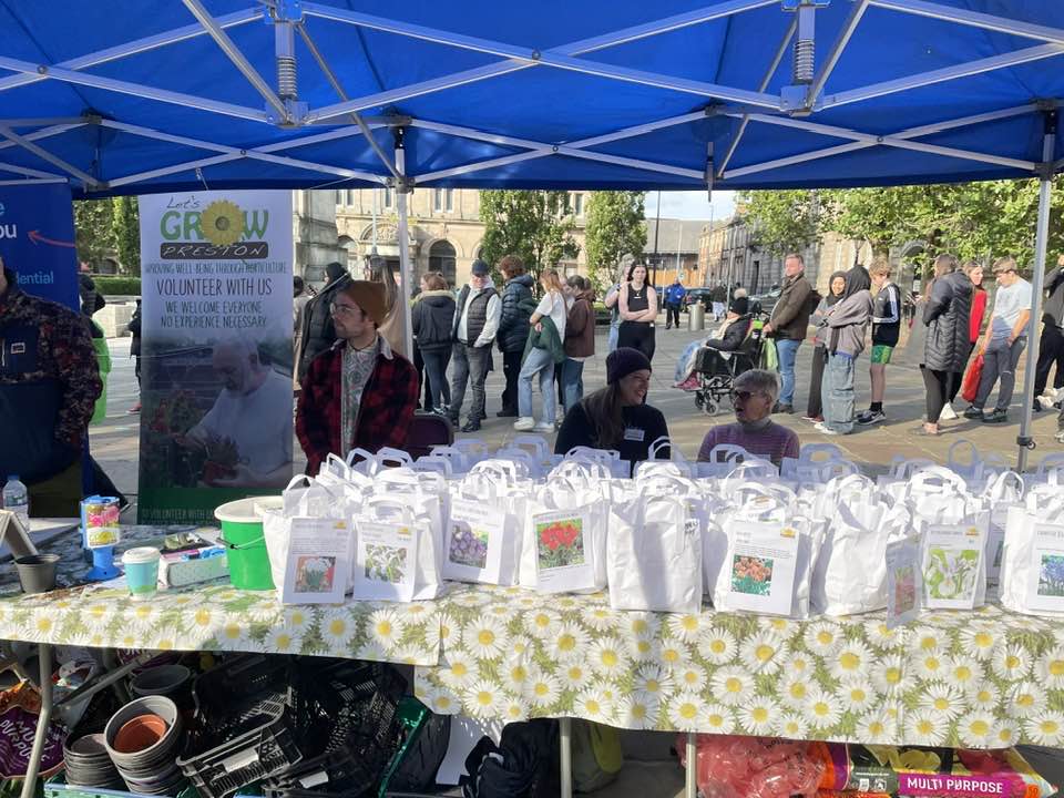 Photos of some of the many local support groups, <a href="/peer_talk/">PeerTalk 💙💛</a> <a href="/Sams_Preston/">Preston Samaritans</a> <a href="/LetsGrowPreston/">Let's Grow Preston</a> <a href="/CommunityCVS/">Community CVS</a> at today's #WorldMentalHealthDay event on Preston Flag Market organised by <a href="/PrestonWellfest/">Preston Wellfest</a>