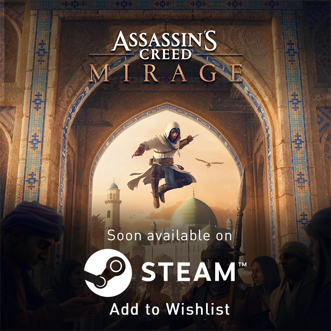 assassinscreed's tweet photo. Assassin's Creed Mirage is coming to Steam later this month. Add the game to your wishlist now! https://t.co/ZvtP8tWyx5
 
As we celebrate one year since launch, we can't wait to welcome more fans to our back to the roots experience set in 9th century Baghdad. https://t.co/9of3CbSo9N