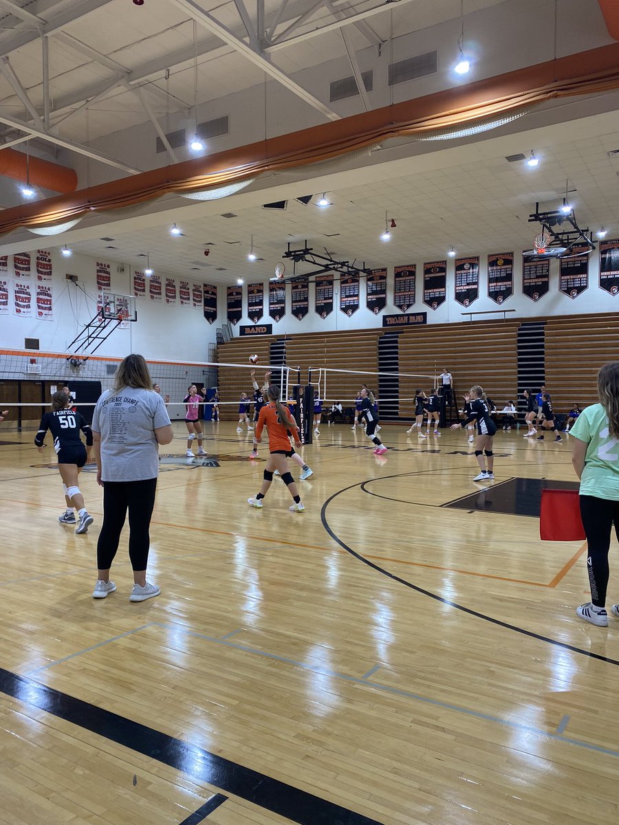 It’s been a great morning working the VB tournament for <a href="/fcsdtrojans/">FCSD</a> and getting to see some of my freshmen students in action! 🧡🏐🖤