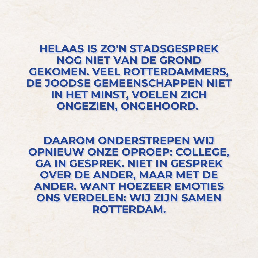 De situatie in het Midden-Oosten roept bij iedereen gevoelens op, waarover we juist met elkaar in gesprek moeten gaan. Toch is zo'n stadsgesprek nog steeds niet georganiseerd. Daarom vraagt de ChristenUnie ruim een jaar na 7 oktober opnieuw: Waar blijft het stadsgesprek?