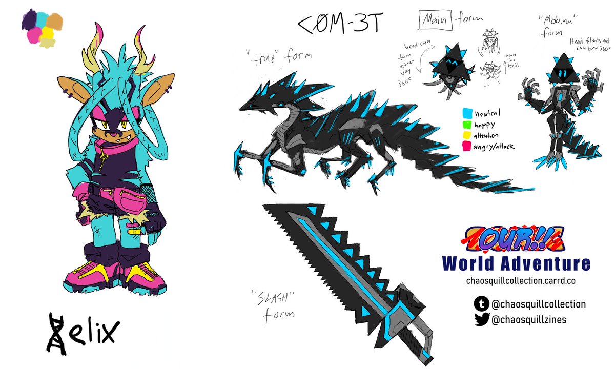 🧵2/3 FULL DESIGN REFERENCES
Helix the muntjak and Comet (CØM-3T) the robot (based on a trilobite beetle)