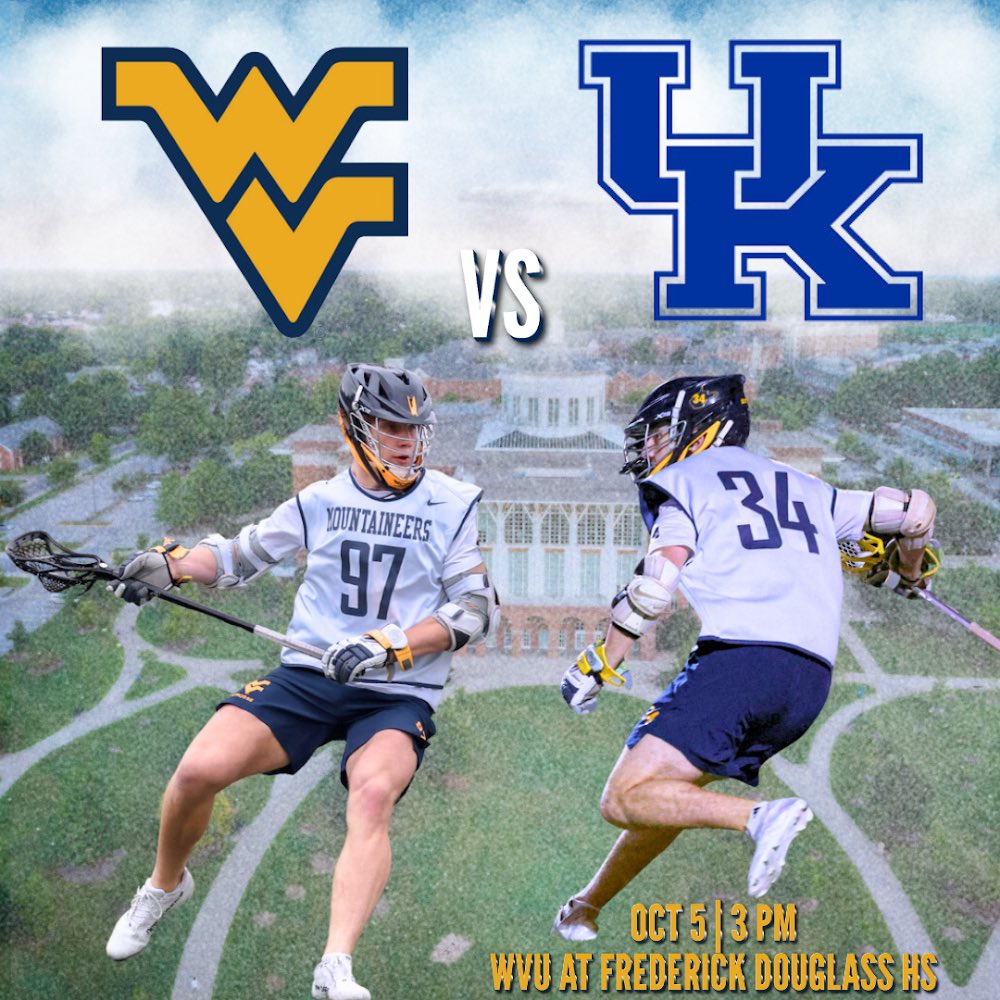 WVULax's tweet photo. It’s GameDay!!

🏟️ Game 1: University of Kentucky
📍 Frederick Douglass High School
  2000 Winchester Rd, Lexington, KY 40509
🕕 Saturday, October 5th at 3:00 pm
💻 Live score updates on X

#letsgo 
🖥️ @flicksbyhavannah https://t.co/iS9Dsq2a2A