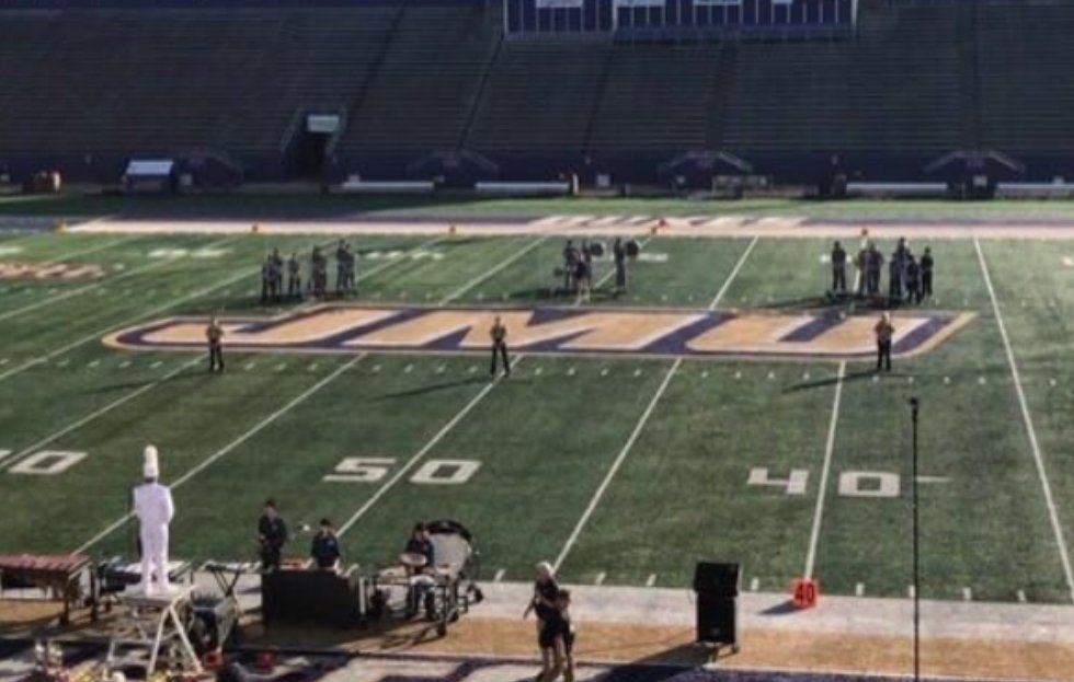 MonticelloAD's tweet photo. Monticello band on display in the big stadium and on the video board at JMU today.  Go Mustangs! https://t.co/1zLp2kDiry