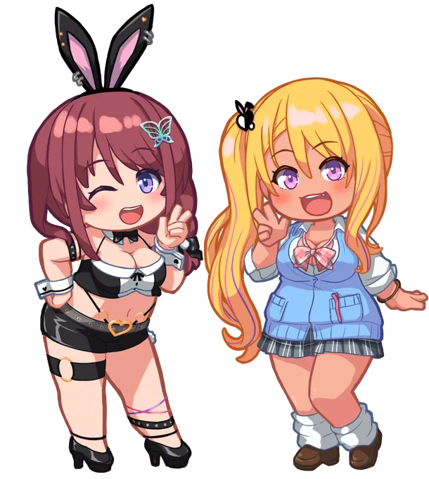 せっかくみみぴと七瀬さんが制服彼女2コラボしたので、記念に衣装交換#絵みぴ#ななせあーと 
