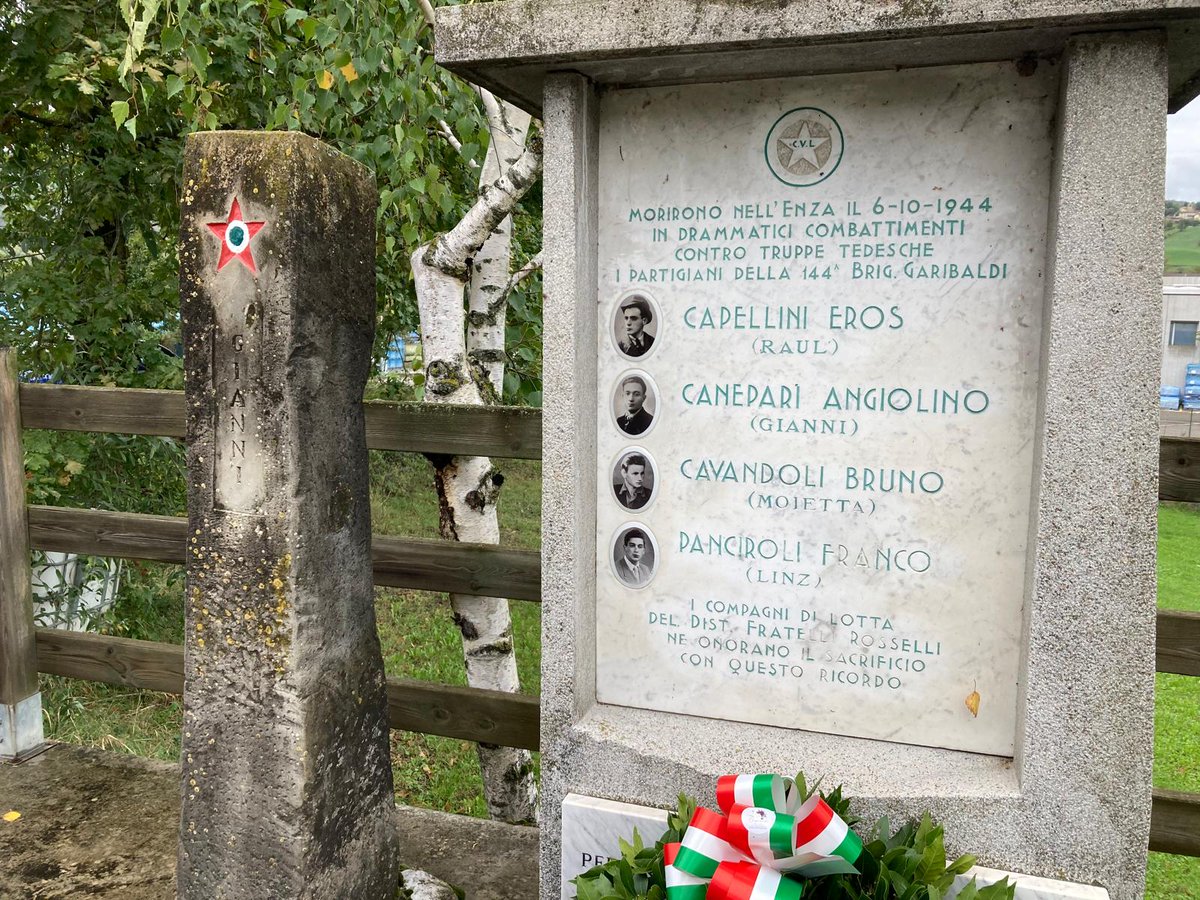 Questa mattina a Buvolo di Vetto, lungo il corso dell'Enza, si è svolta la commemorazione per l'80° anniversario della morte dei partigiani della 144^ Brigata Garibaldi Eros Capellini (Raul), Angelo Canepari (Gianni), Bruno Cavandoli (Moietta), Franco Panciroli (Linz).