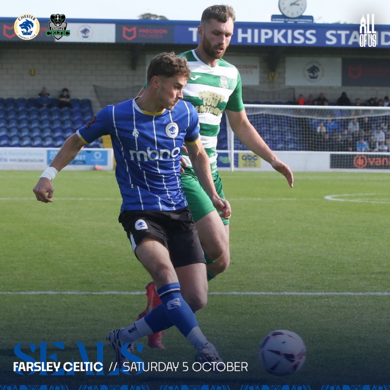 ChesterFC's tweet photo. 📝 Read the 𝗺𝗮𝘁𝗰𝗵 𝗿𝗲𝗽𝗼𝗿𝘁 after we were held to a point by @FarsleyCelticFC. ⤵️

#AllOfUs | #CFCFAR