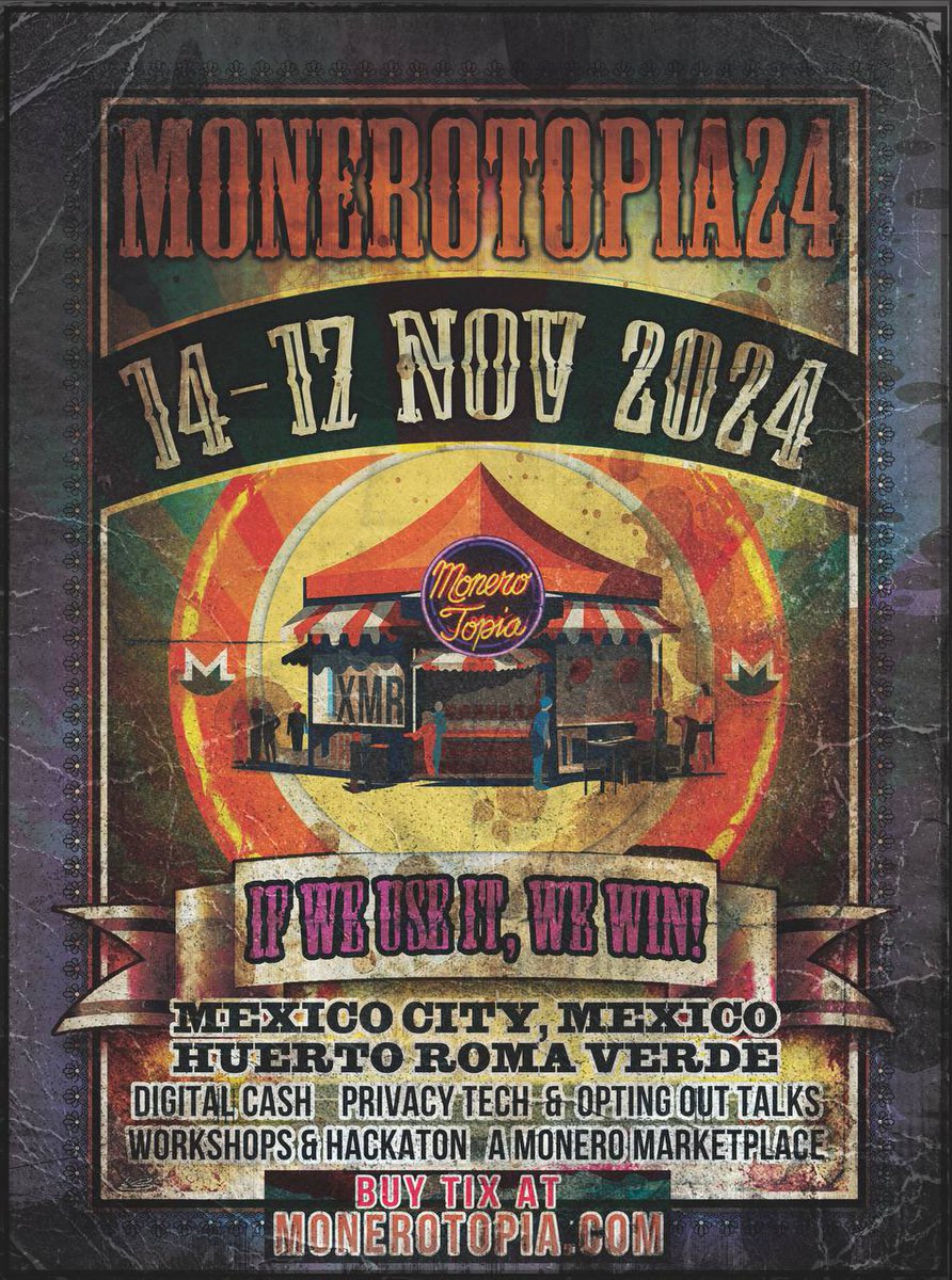 ✨🐰 SquadSwap is happy to announce that we will be sponsoring MoneroTopia 2024 in Mexico City 🇲🇽 

🗓️ Date: 14th-17th November, 2024
🎟️Tickets: monerotopia.com
🐦 Twitter: <a href="/monerotopia/">MoneroTopia</a>

💳 Get 10% off on tickets using the code “SquadSwap24”