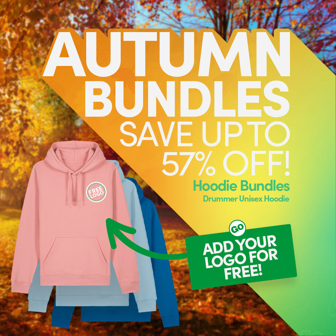 As our Deal of the Week, we're offering bundles containing Stanley/Stella Drummer Unisex Hoodies with FREE PRINTING or EMBROIDERY and FREE DELIVERY included. You can get your hands on bundles of 6, 12, 100, or 200 hoodies with the same great offer. bit.ly/3BxWnNm