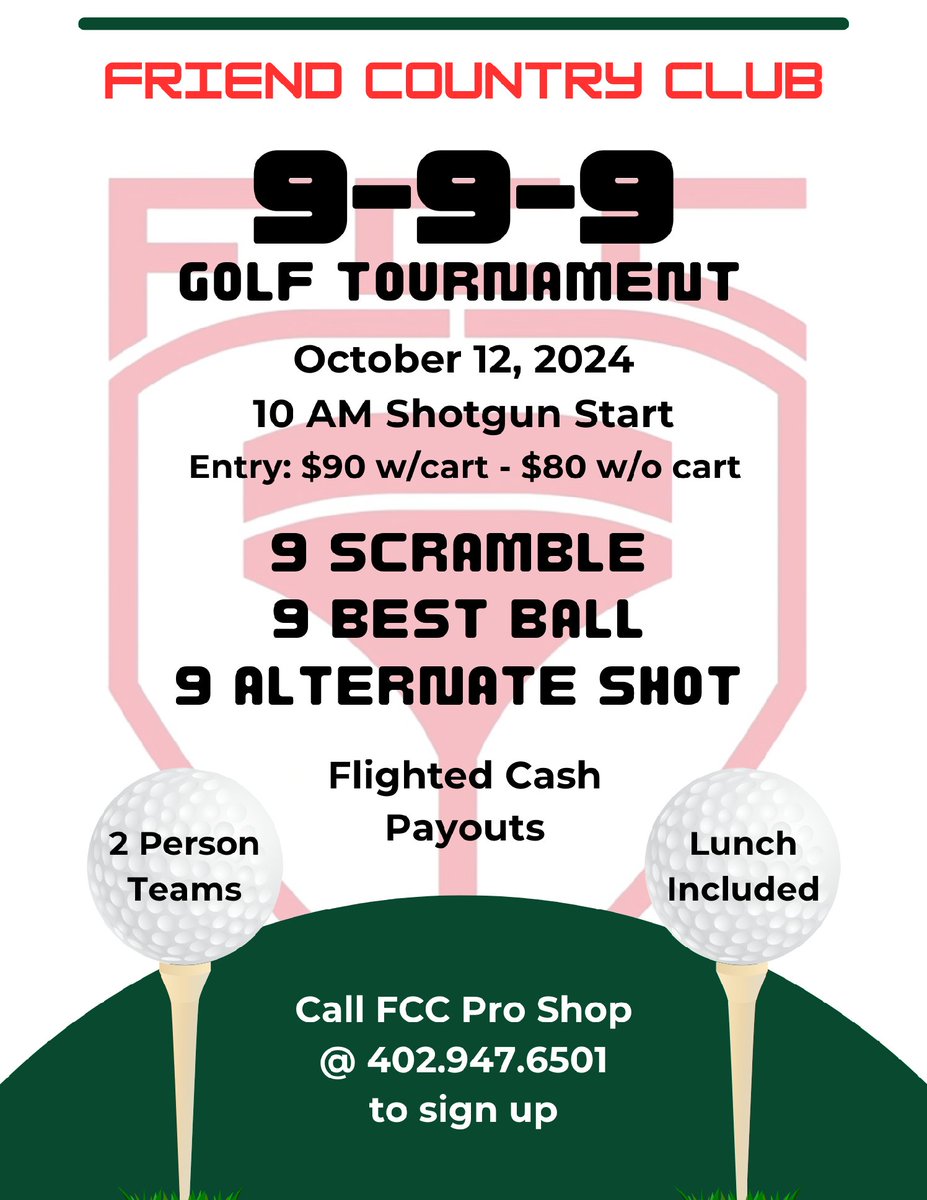 Fun format next Saturday. Sign up today!