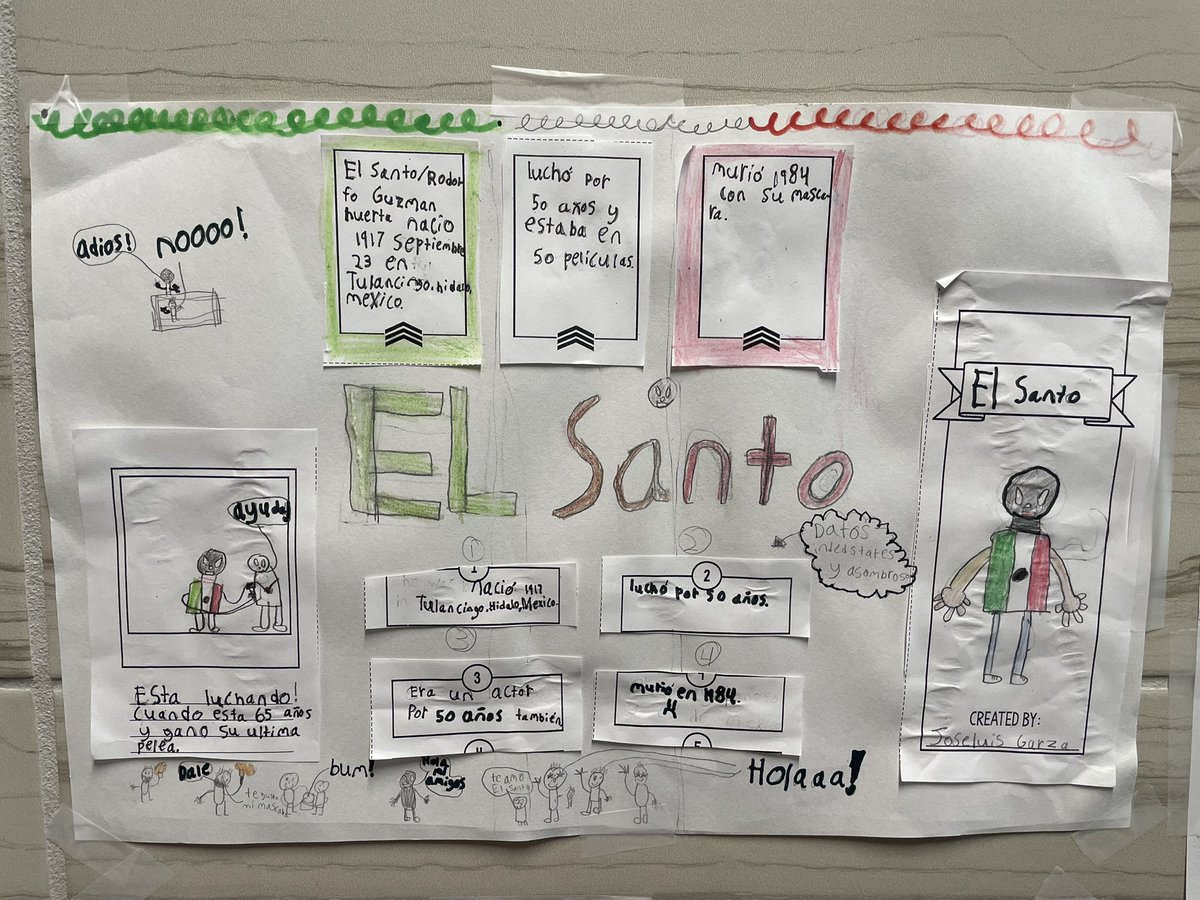 Reading in Spanish about the origins and importance of Hispanic Heritage Month, 4th-grade SIP Grizzlies created posters or Google Slides on Hispanic figures. These biographies helped us analyzing chronological text structure.
<a href="/HumbleISD_GE/">Groves Elementary</a> <a href="/HumbleISD_GESIP/">Groves SIP</a> <a href="/MrsRFiore/">Rebecca</a>