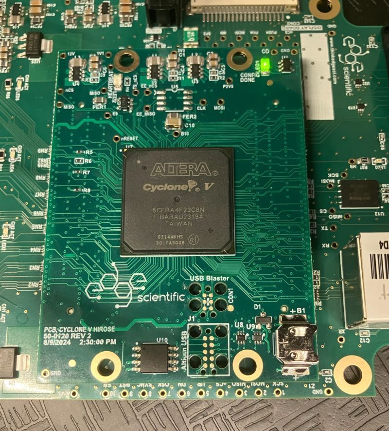 thinkedgesci's tweet image. Here&apos;s one way I try to save my clients weeks of development time... Design re-use. Put all the circuitry needed to run an FPGA on its own board.   Spend more time designing just the custom circuitry needed for the client&apos;s job.