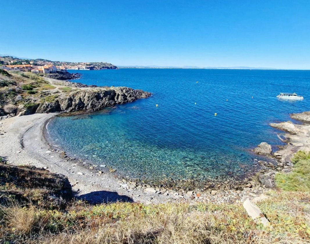 ricardrigall's tweet photo. La platja d'en Baus, a Portvendres, amb vistes a Cotlliure. #platjadenbaus #portvendres #cotlliure #rosselló #bicicleta #gravel #tardor2024 https://t.co/AjMOq8pLfO
