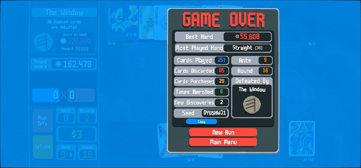 Crazy how I survived till ante 9 with this stats and joker