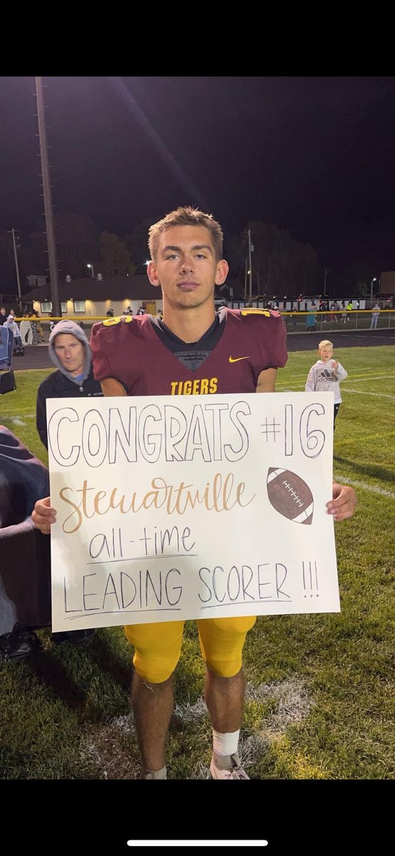 <a href="/parker_wangen/">Parker Wangen</a> is now Stewartville Tigers Football Career Scoring record holder after another 3 TD night and counting🫵🫵🏈🏈. Tigers 6-0