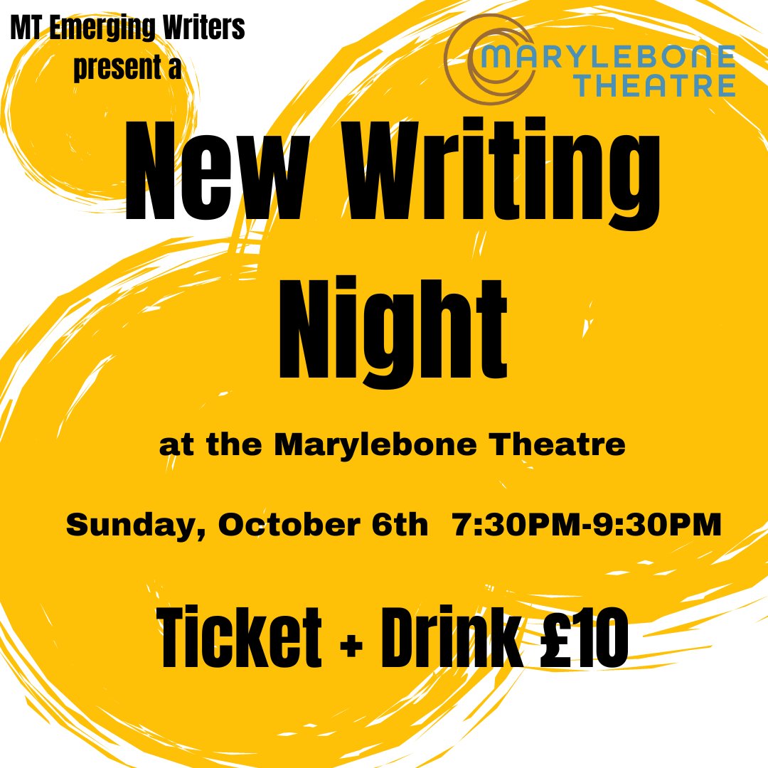 Come on down to the <a href="/MaryleboneTHLDN/">Marylebone Theatre</a>  tomorrow night at 7:30pm to see what the writer's group has been cooking up. 5 new, short pieces, brought to life by 5 different directors. Tickets are £10, including a free drink.

Link and more info here: ticketsource.co.uk/mt-emerging-pl…