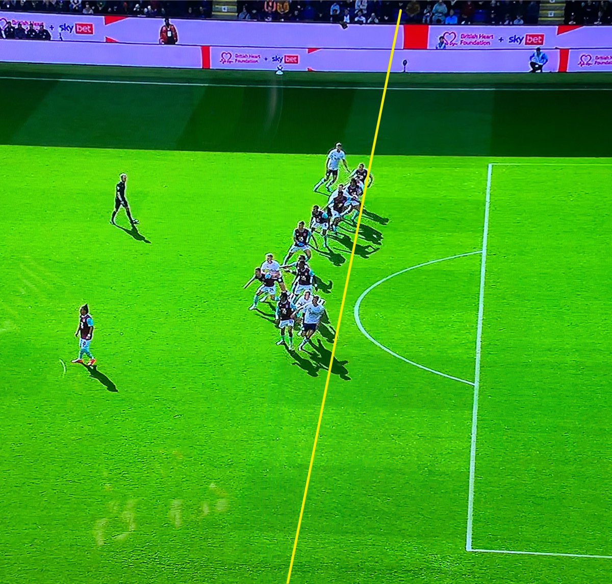 tomwilcock's tweet photo. Shocking decision - it’s no even close. There’s two Burnley players playing him on-side! 😤 #pnefc https://t.co/O2egFEcJLn