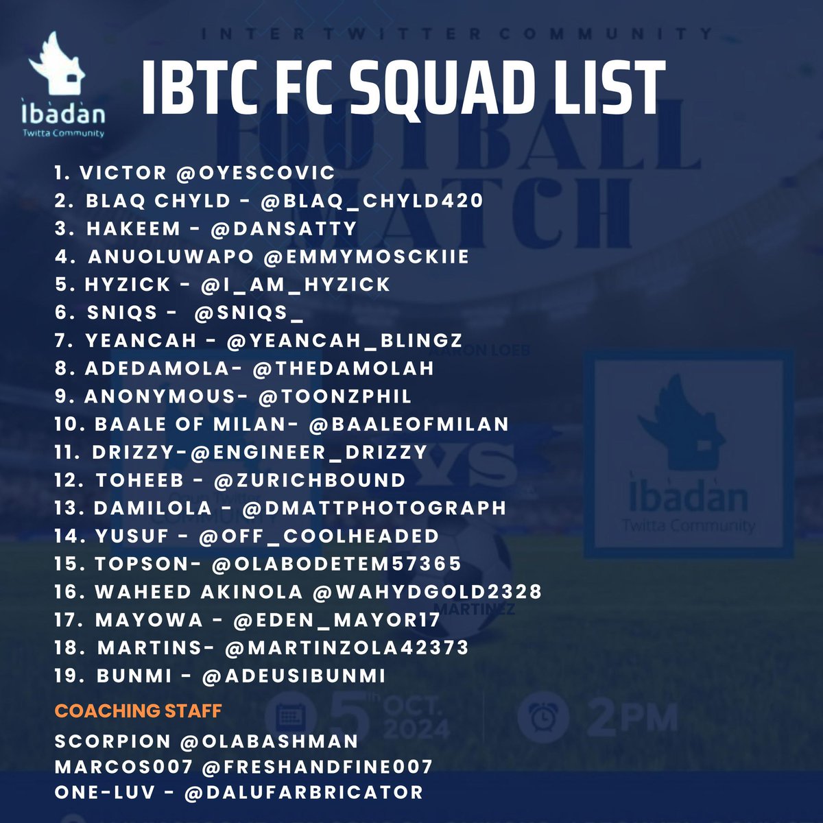 HamtonMediaNG_'s tweet photo. Live update

@ibtcfc build up line against @OgunTwitta today.
Let's wait for Ogun Twitter build line

#OgtcVsIbtc #OgunTwitterCommunityWeek https://t.co/SEMGEDc3yc