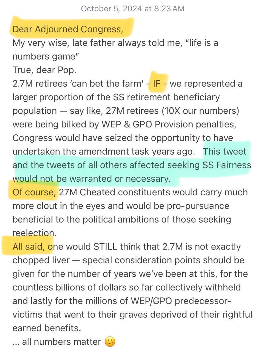ggfromorange's tweet photo. #RepealWEPGPO #SSFairness @RepealWEP_GPO @SpeakerJohnson ✔️ @LeaderMcConnell @RepJeffries @SenSchumer @SteveScalise✔️ @WaysandMeansGOP @WaysMeansCmte ✔️@HouseGOP @HouseDemocrats @KamalaHarris @POTUS @RepealWEP_GPO #HR82DischargePetition
@RepSpanberger @RepGarretGraves https://t.co/osLKXmhVkt