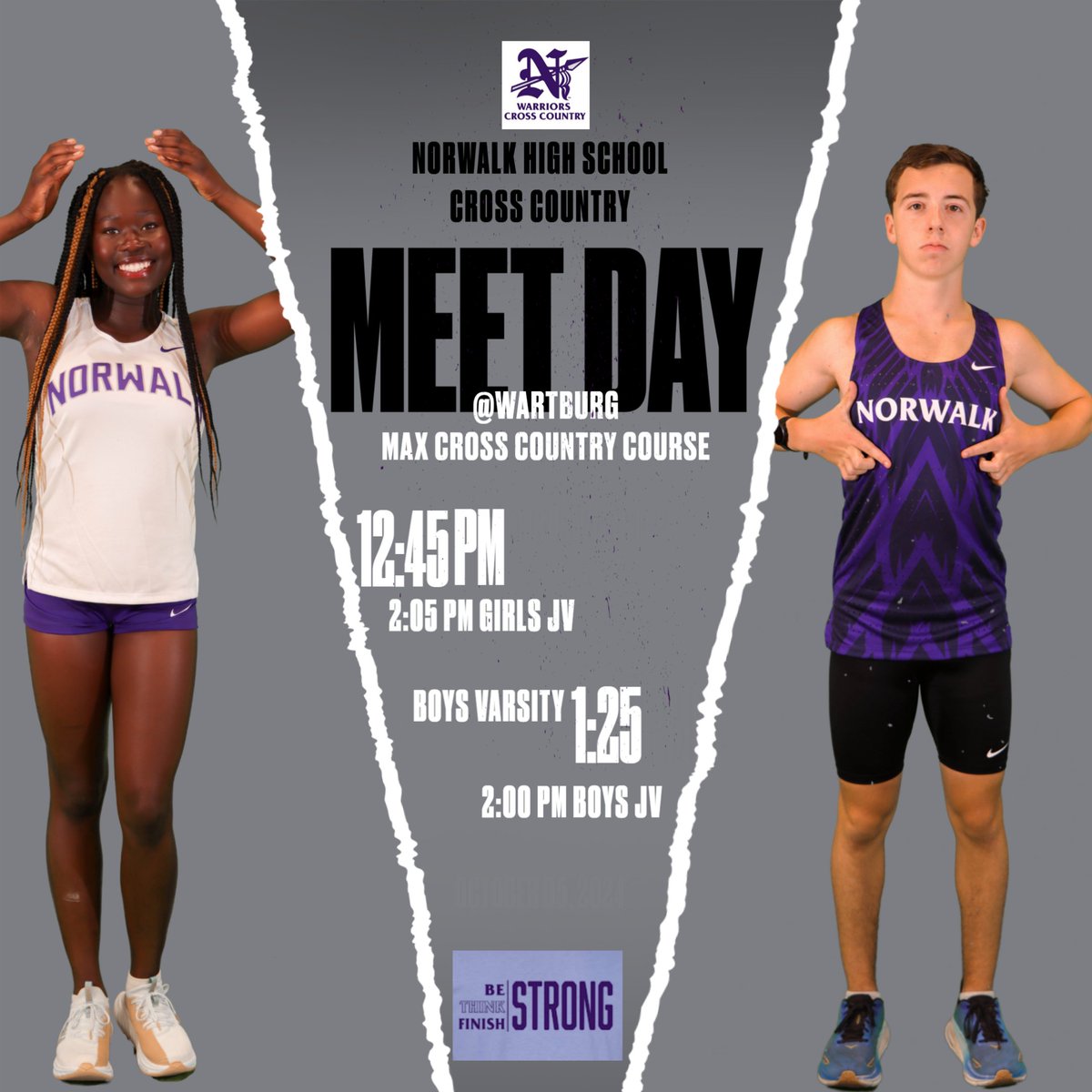 NorwalkBoysXC's tweet photo. It's another Warrior RACE DAY! The Norwalk XC Teams travel to Wartburg College in Waverly today for the Steve Johnson Invitational. @WarriorRunning #BeThinkFinishSTRONG #AttackSuccess https://t.co/WeqjG1POj6