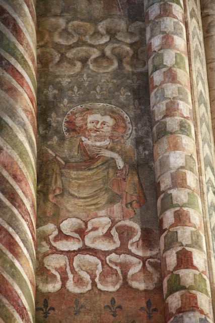 grpmurale's tweet photo. #1samedi1peinture Deux apôtres, collégiale Saint-Barnard de Romans-sur-Isère (#Drôme), première moitié du XIVe siècle 

 (https://t.co/y9tWkCASjp )

#peinturesmurales #polychromie #architecture #gothique #patrimoine #couleur #wallpainting #wandmalerei https://t.co/rnuJXoLUXB