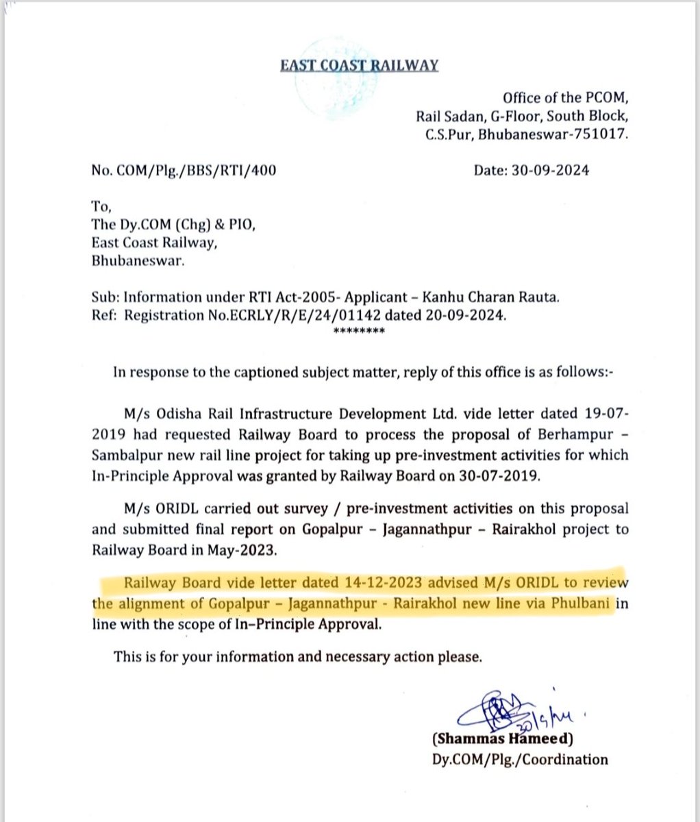 KCR4PUBLIC's tweet image. Dear @RailMinIndia @AshwiniVaishnaw ji,
कृपया गोपालपुर-आस्का-फुलबाणी-रेढाखोल रेल परियोजना का कार्य शीघ्र शुभारंभ किया जाये। इस कार्य को और ज्यादा विलंब न किया जाये।🙏 @ushapadhee1996 @CTOdisha @narendramodi @SamalManmohan7 @MohanMOdisha  #AskaLoksabha #ORIDL  #Gopalpur2Rairakhol