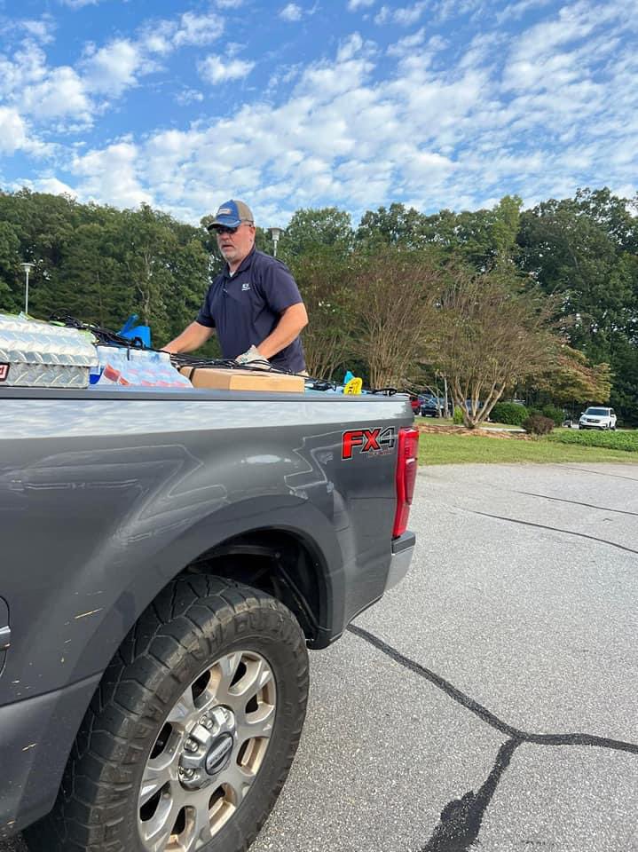 Supplies are heading to Watauga and Spruce Pine. 🧡Schools will continue to collect items. Thank you all! Shout out to DCHS SRO Hunter Snow and RDG Construction LLC for driving today. North Davie and William R. Davie loaded up yesterday!